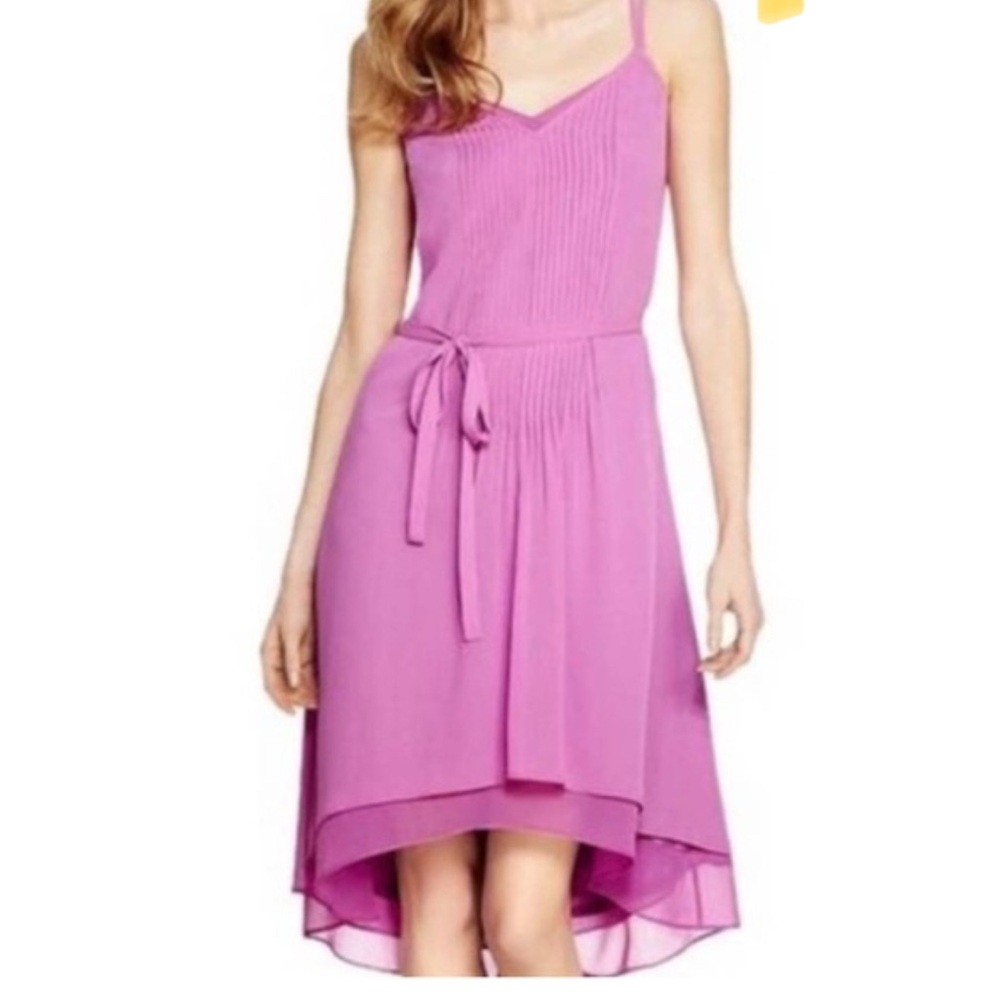 White House Black Market Iris Orchid Pintuck Midi Dress Size 6 - Belted